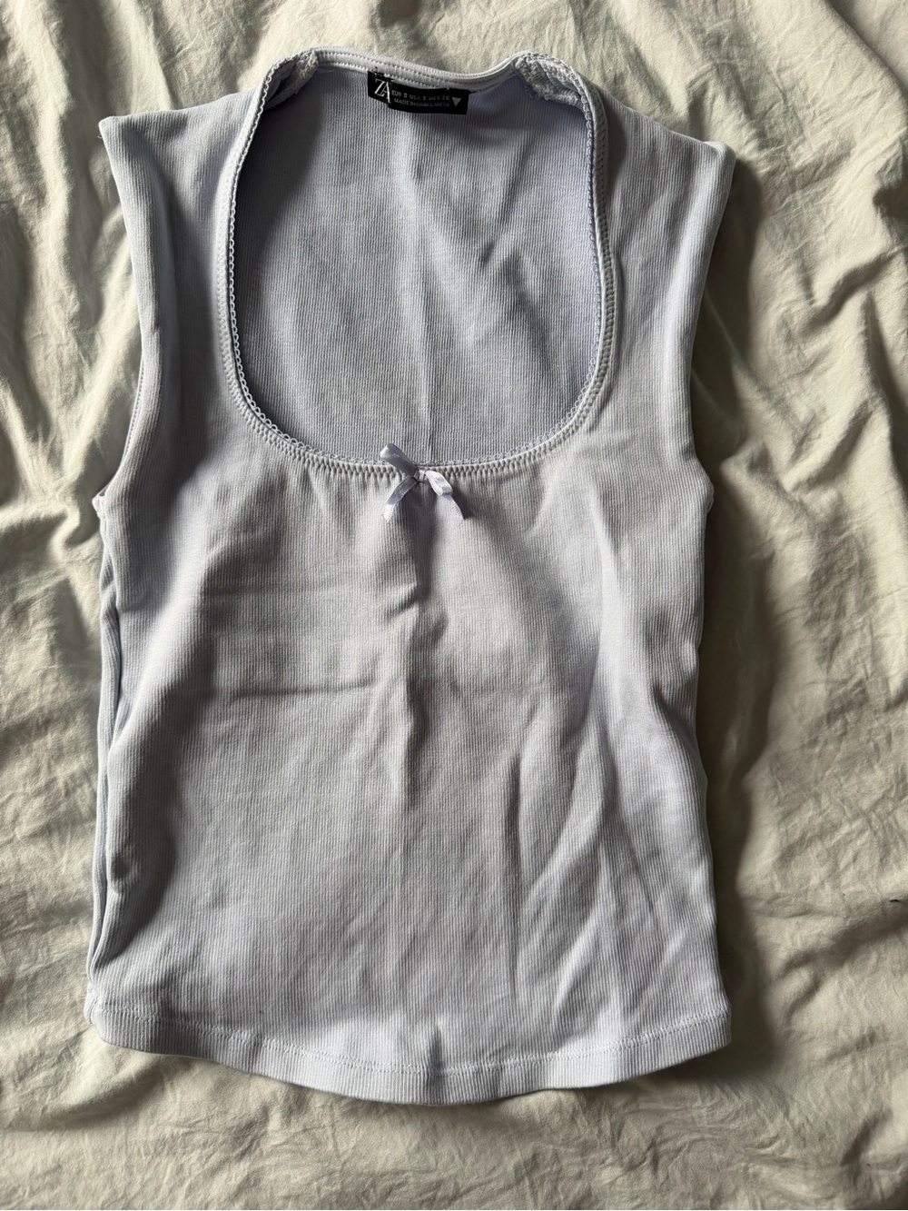 Zara Light Lavender Scoop Neck Tank with Bow Detail